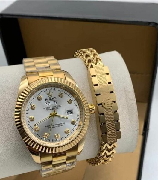 Rolex chain watch and bracelet set