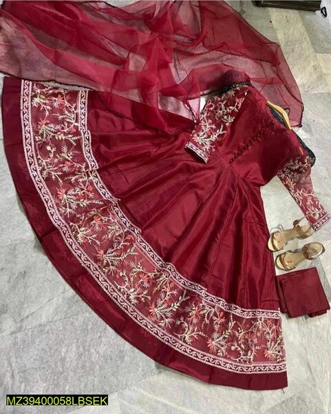 3 pcs women stitched organza maxi