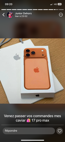 iPhone 17pro maxcouleur orange