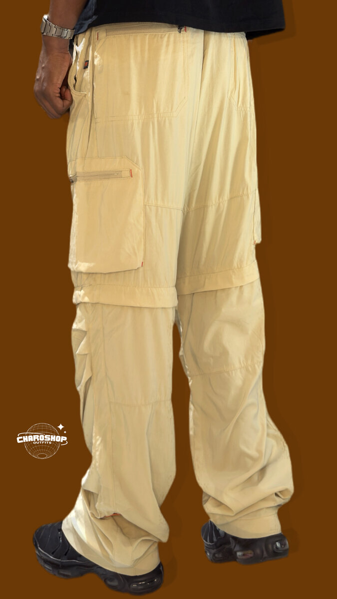 Pantalon cargo ample beige