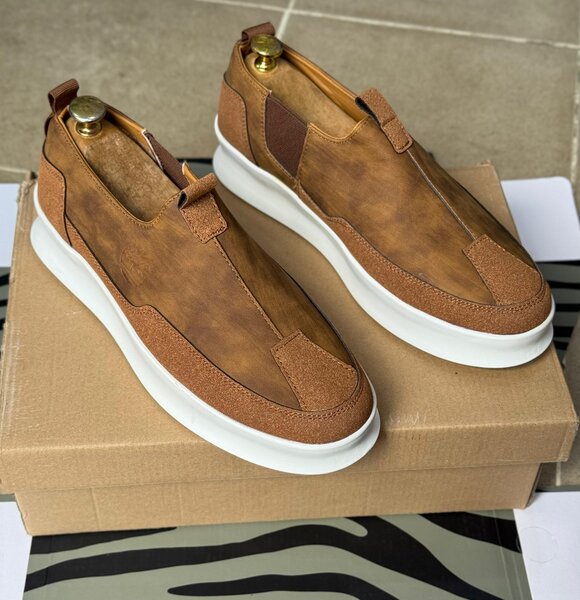 Sneakers en cuir marron