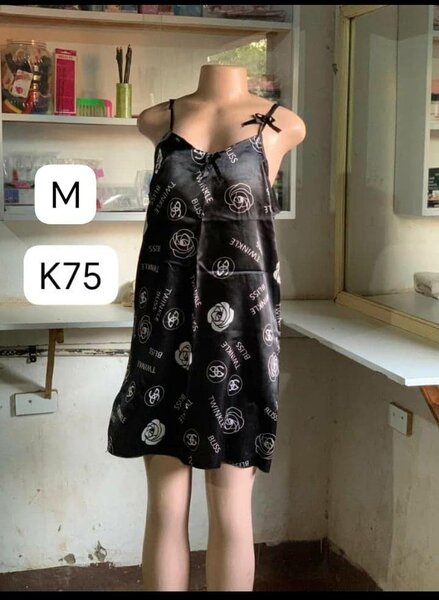 Elegant Black Satin Nightdress