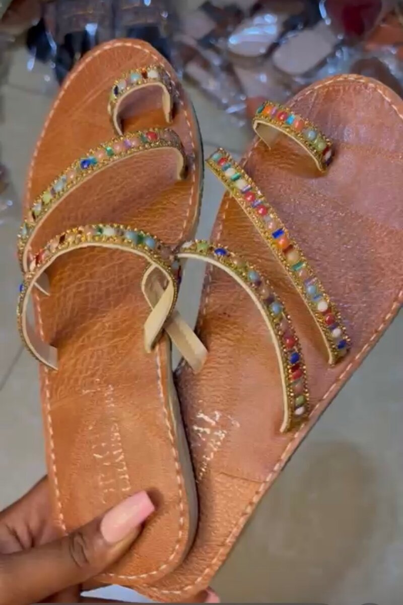 Sandales bohèmes marron perlé