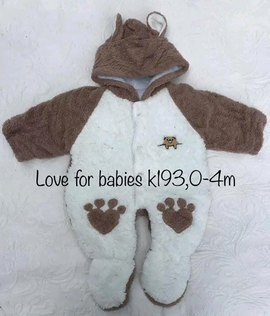 Plush jumpsuit white-brown, 0-4m