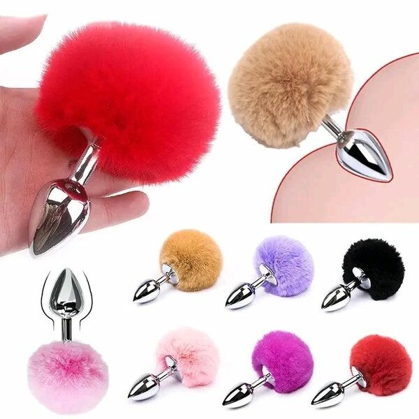 Plug avec queue en peluche colorée