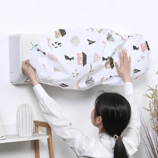 AC Protective Dust Cover - Cute Cartoon Printing for Air