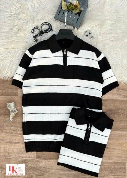 Polo rayé noir et blanc