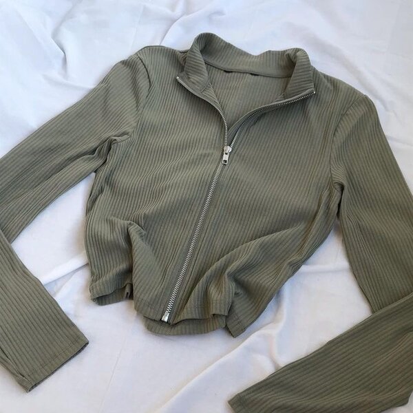 Veste zippée côtelée