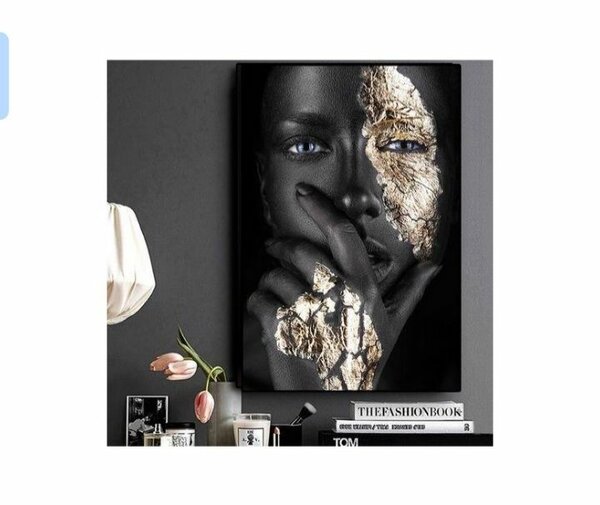 Tableau Art Abstrait Noir et Or