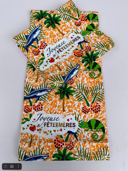 Tissu orange à motifs