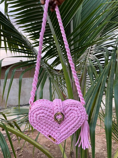 LOVE SHAPED CROCHET BAG