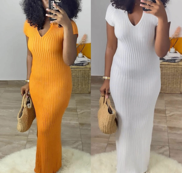 Robe Longue Côtelée Femme