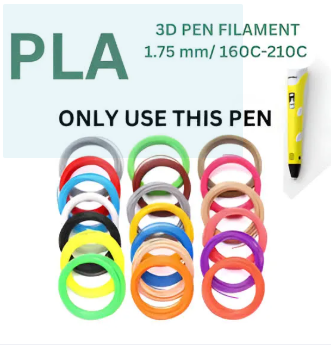 1.75mm PLA filament Roll | PLA Wires Filament Refills 1.75mm for 3D Printing Pen and 3D Printer 2.5m Roll