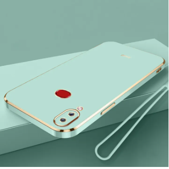 LECOMES for Samsung Galaxy A10s Back Cover with Lanyard Luxury 6D Plating Shiny Phone Case Soft Silicone Square Mobile Cases Pouch for Girls Boys