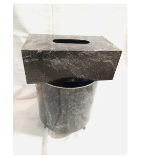 PVC Sheet Tiles Color Wooden Round Dust Bin Set