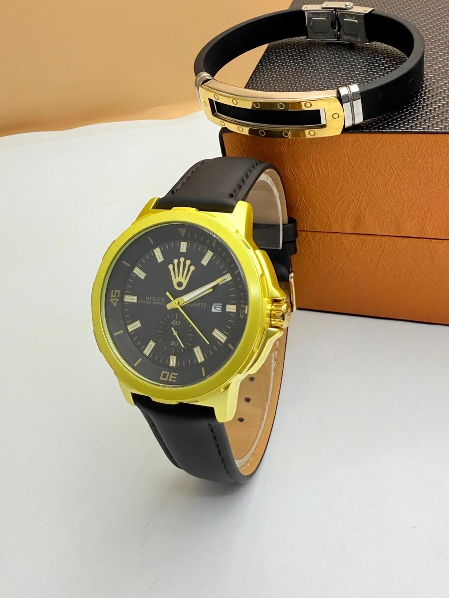 Montre rôlex en cuir