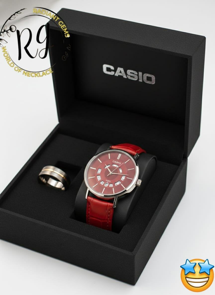 Montre classique Casio rouge