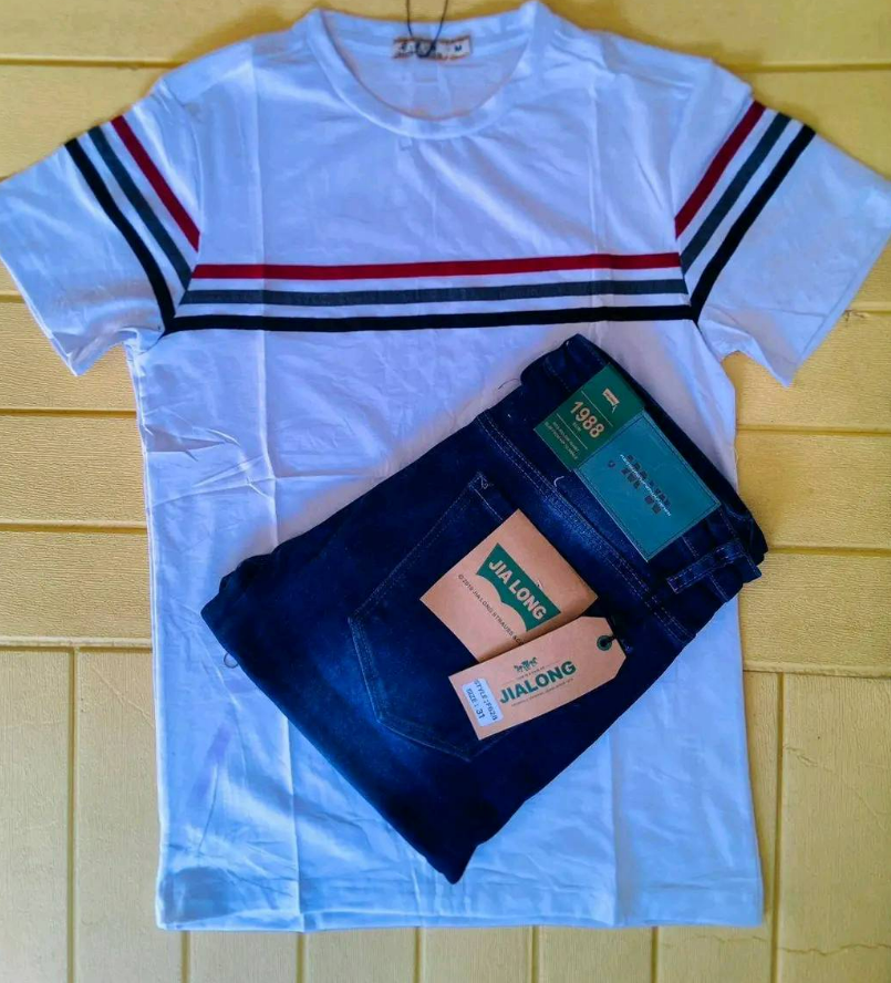 combo of a trousers and t shirt 