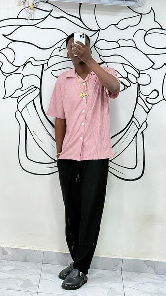 Chemise décontractée en lin rose