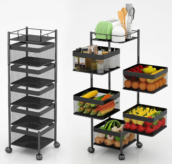 Multifunctional 5 Layer Kitchen Rotating  Storage Rack