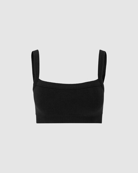 Black Ribbed Crop Top