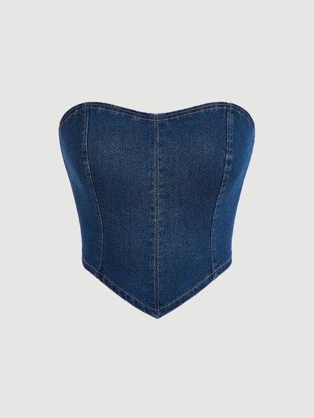 Denim corset top