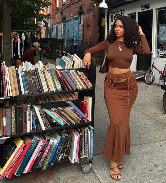 Jupe longue élégante marron