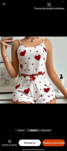 Pyjama court cœur femme