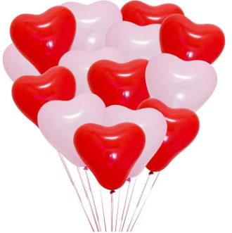 Heart Shaped Latex Balloons (Red & White) ,Valentine's Day Balloons , Wedding Party-Pack of 50