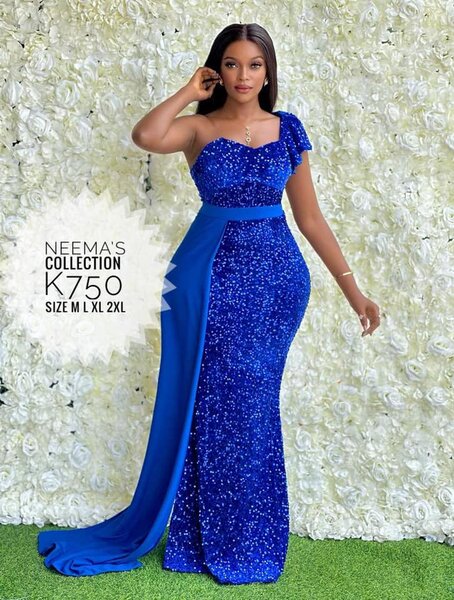 Women's long evening dress in blue