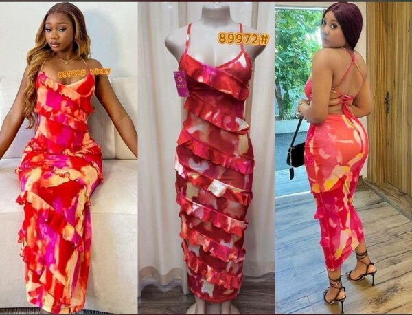 Robe longue à volants glamour