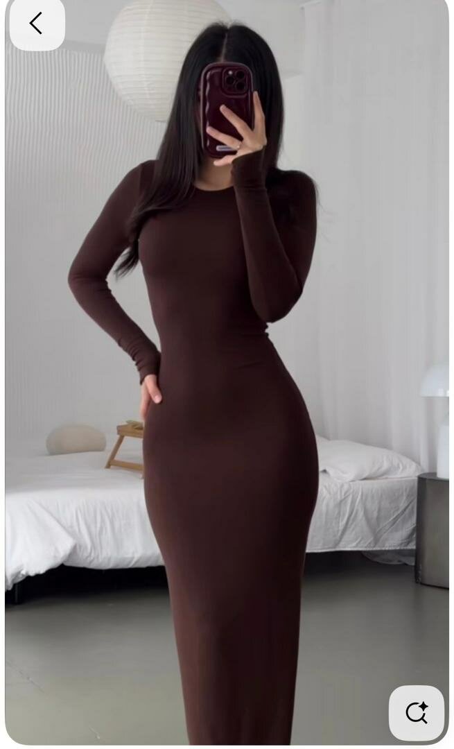 Robe Longue Brun Élégante