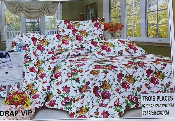 Parure de Lit Fleurie 3 Places