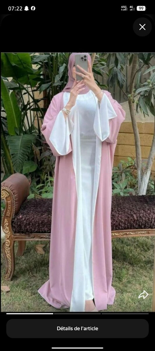 Abaya élégante rose