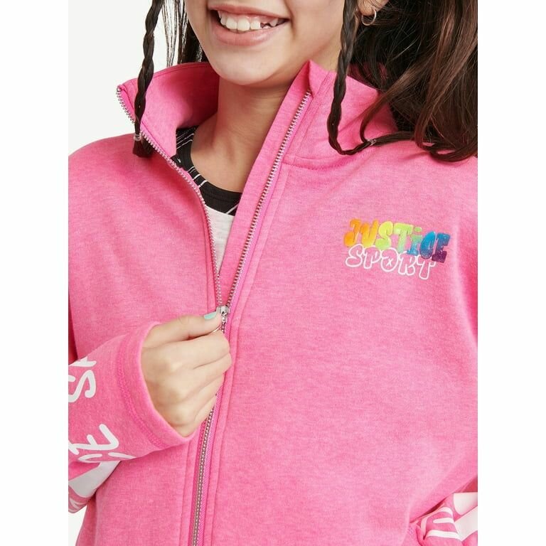 Justice Girls J-Sport Active Full Zip Mock Neck Sweater, Siz