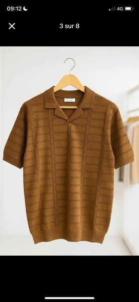 Polo en maille marron chic