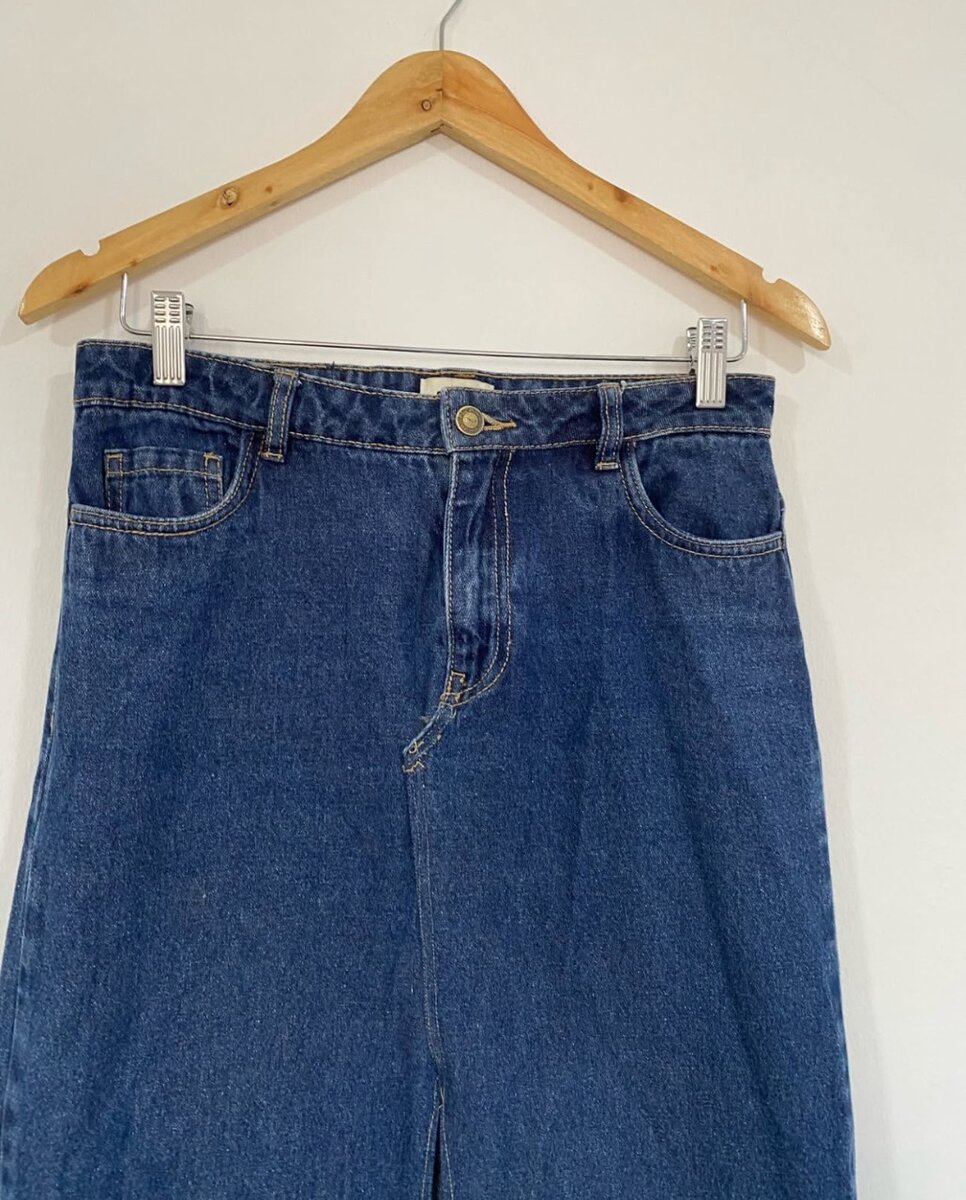 Jean front slit skirt