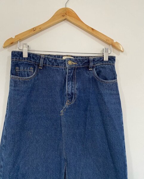 Jean front slit skirt