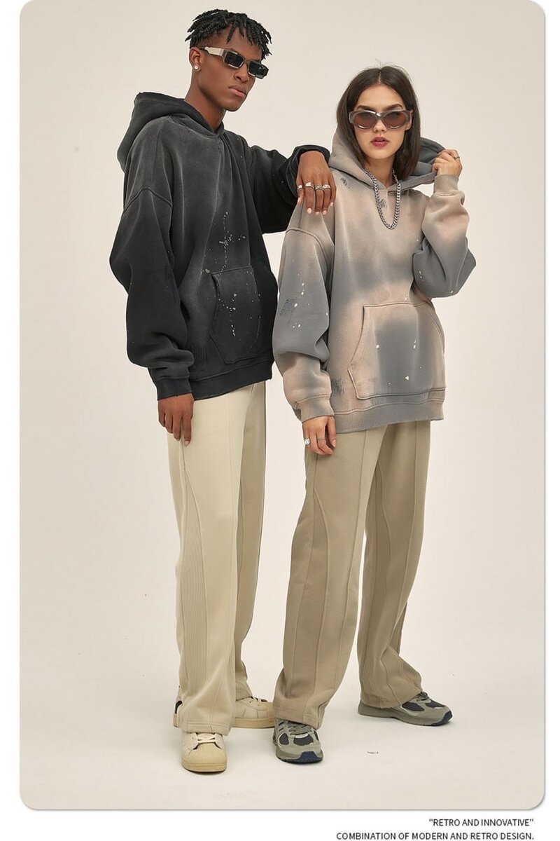 Утепленное худи с потертостями