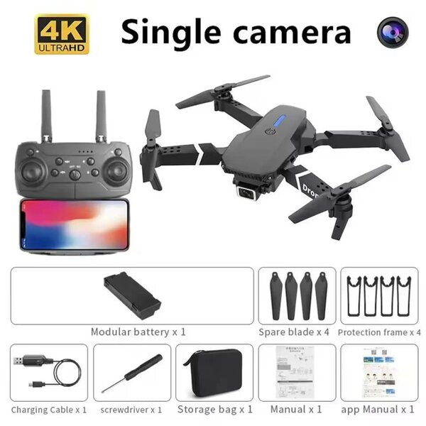 Drone professionnel grand Angle RC 4K HD, Mode caméra, hélic