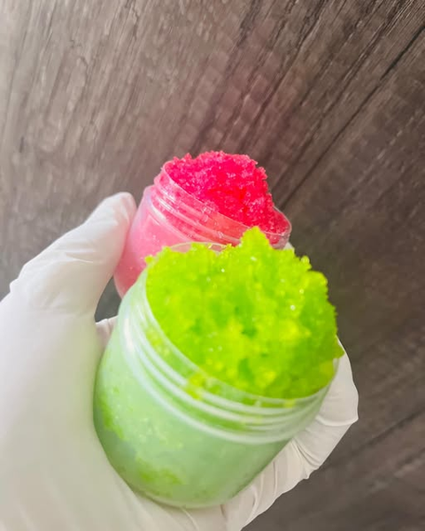 Apple and strawberry lip scrubs