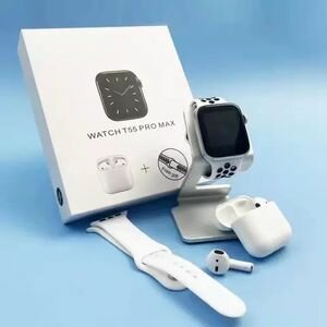 Smartwatch Montre Connectée T55 Pro Max, 2 En 1, Avec écouteurs - Blanc