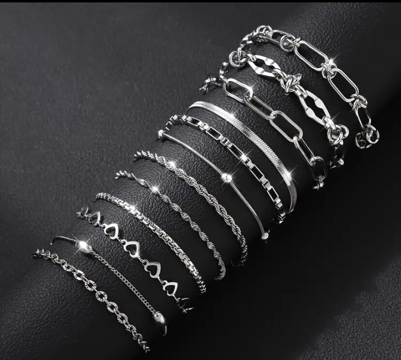 Set de Bracelets Argentés Élégants