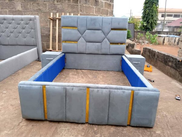 Double bed frame with side drawer