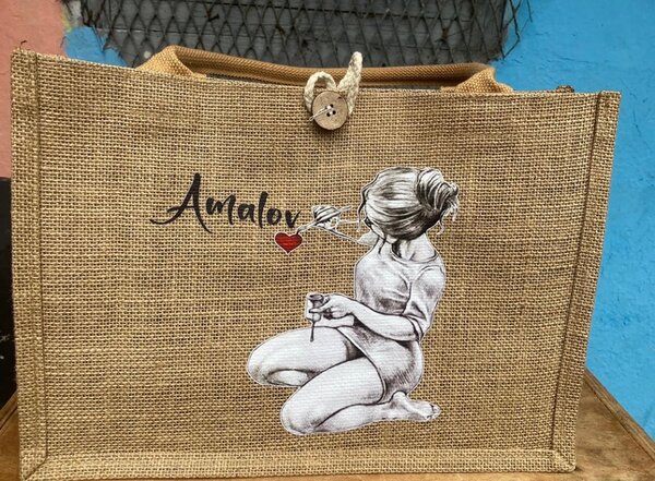 Sac fourre-tout en jute personnalisé