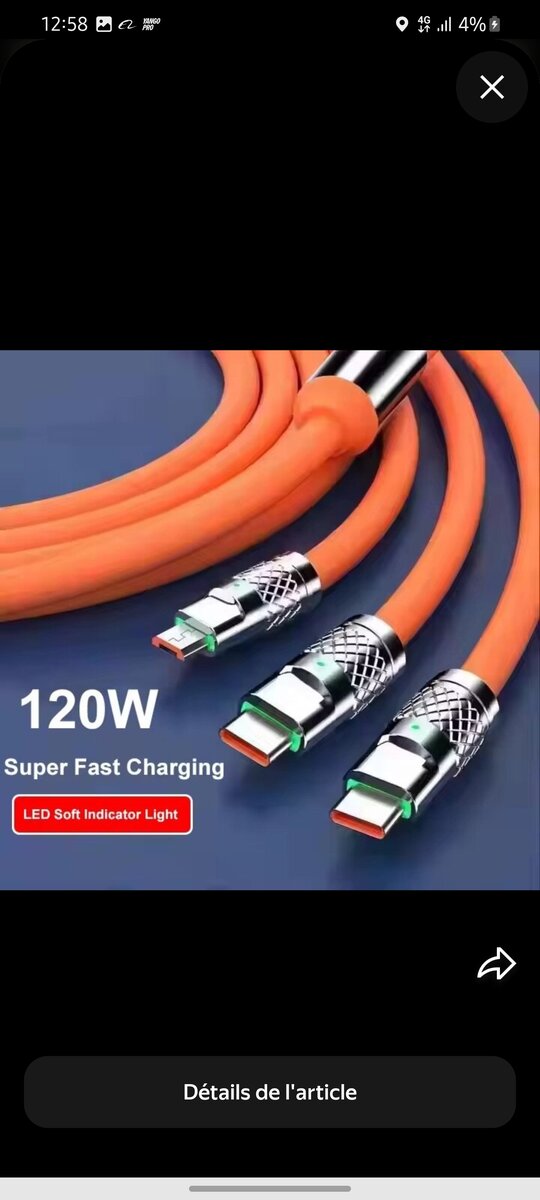 Câble de Charge Rapide 120W