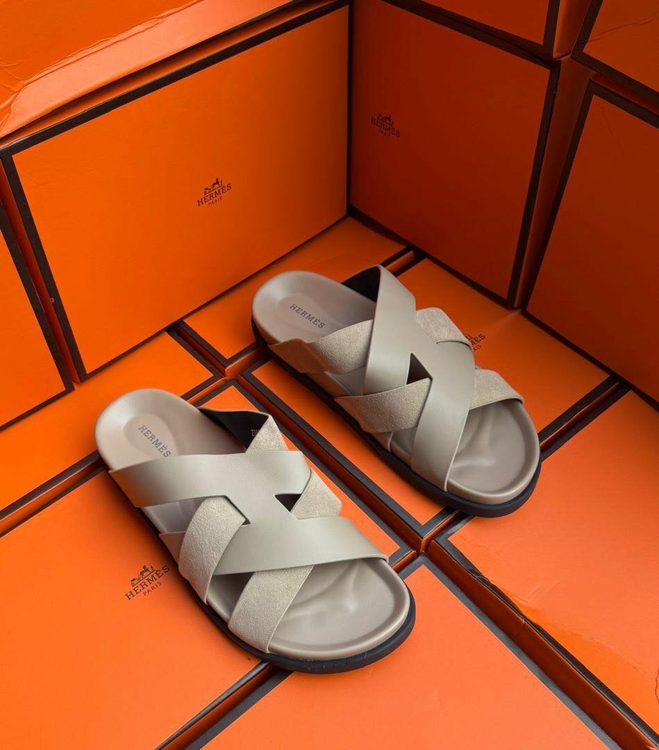 Sandales en cuir croisé homme