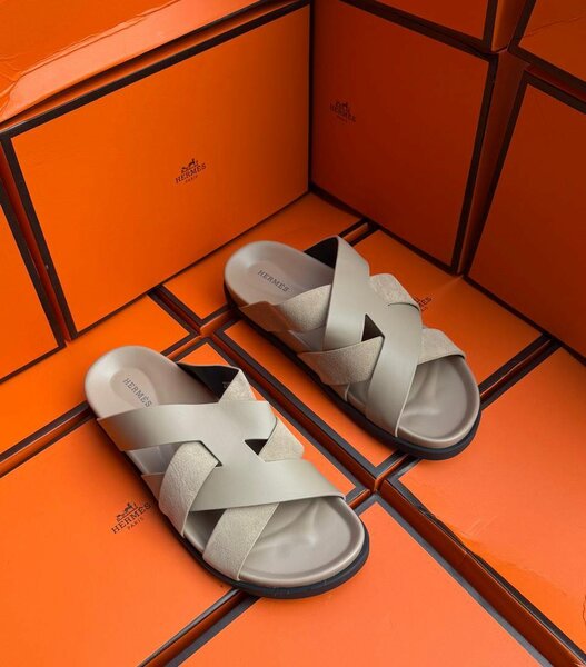 Sandales en cuir croisé homme