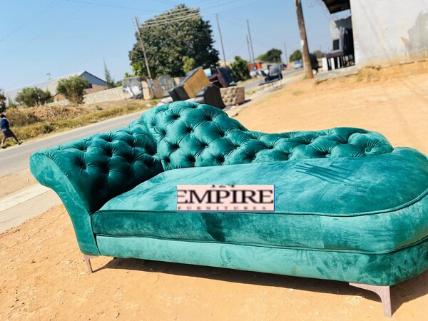 Sofa with turquoise upholstery