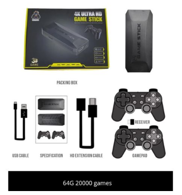 Game Manette De Jeu Sans Fil 2.4G Game-Pad TV Stick De Jeu Vidéo (4K Ultra HD Game Stick) 64G - 3G